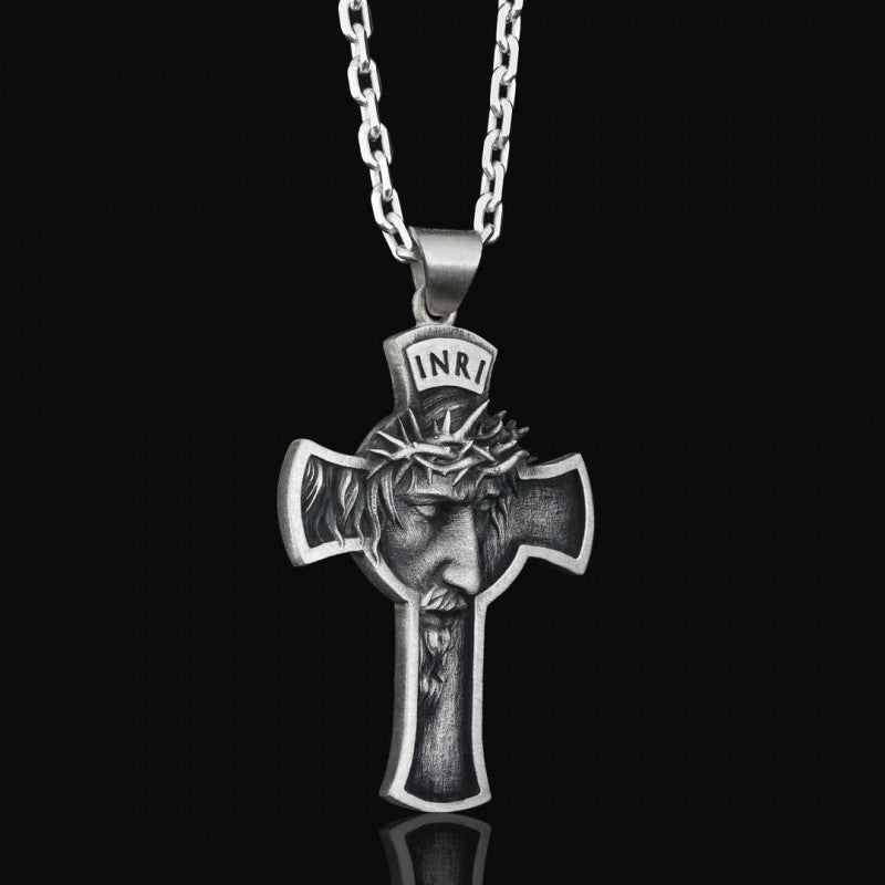 Jesus Cross Sterling Silver Necklace