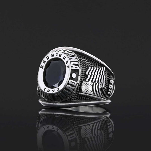 Pennsylvania Nation Guard University Ring, Customized High School Ring, Class Ring, Graduation Collage Ring - view 2