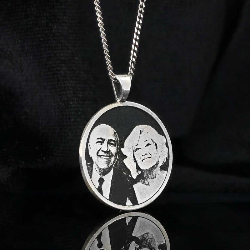 Senior Couple Photo Silver Pendant by SWISS PLUS - Photo Collection - view 3