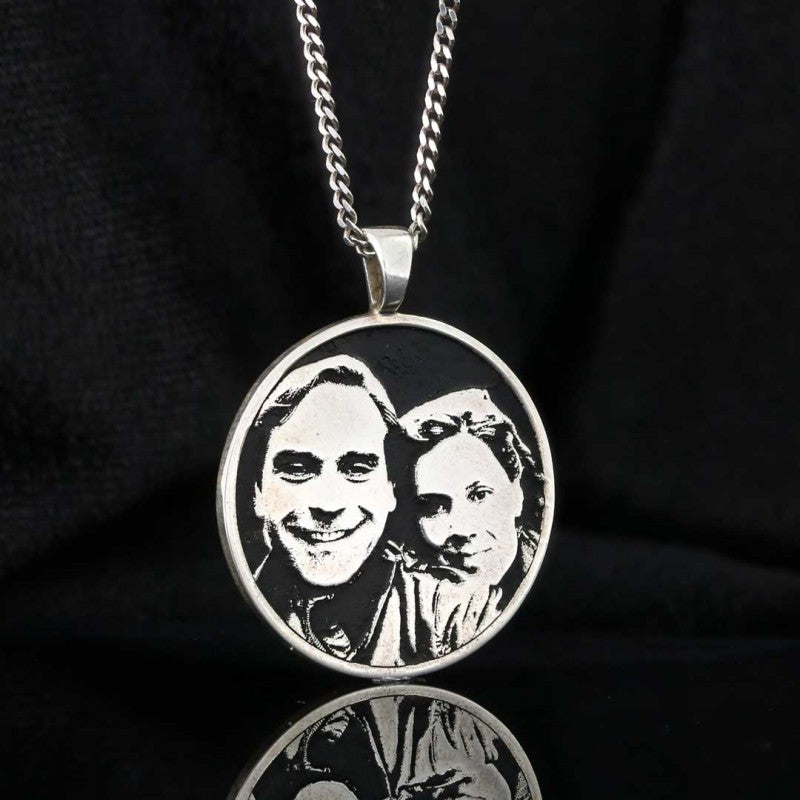 Round Custom Design Silver Darling Photo Pendant