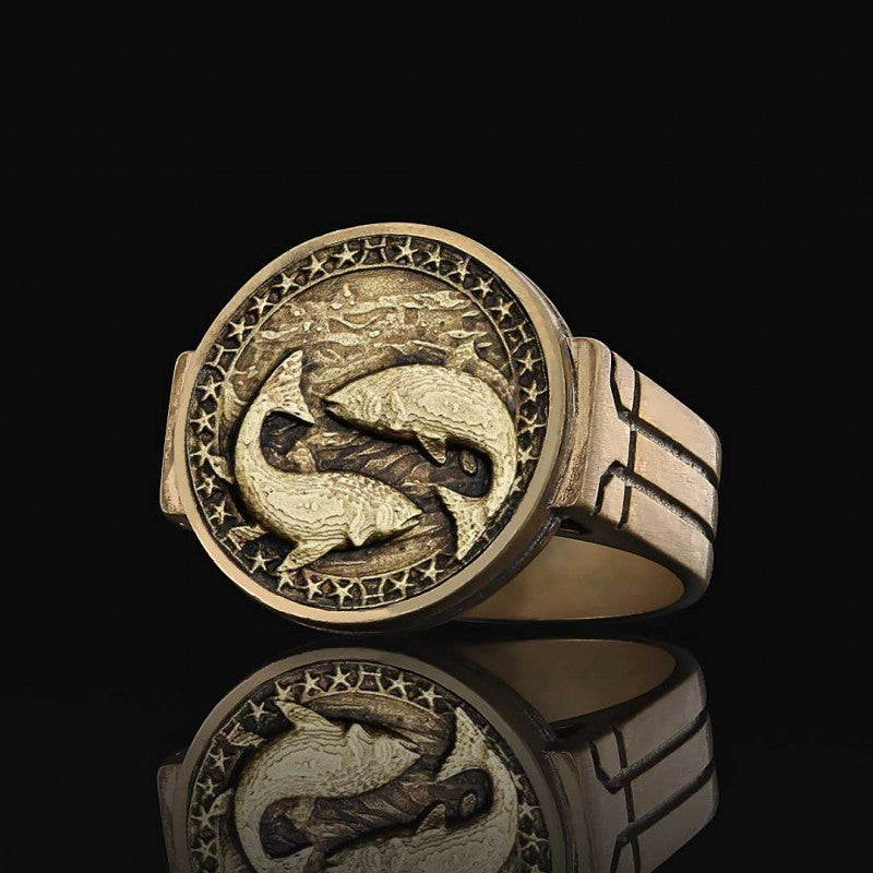 Pisces Zodiac Round Ring - view 3