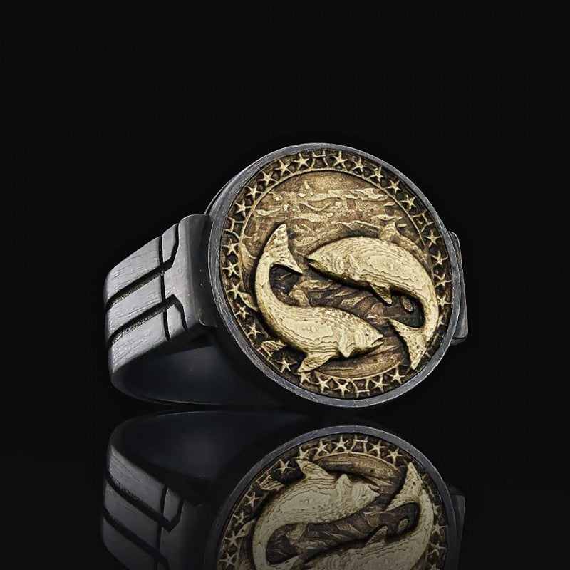 Pisces Zodiac Round Ring - view 4