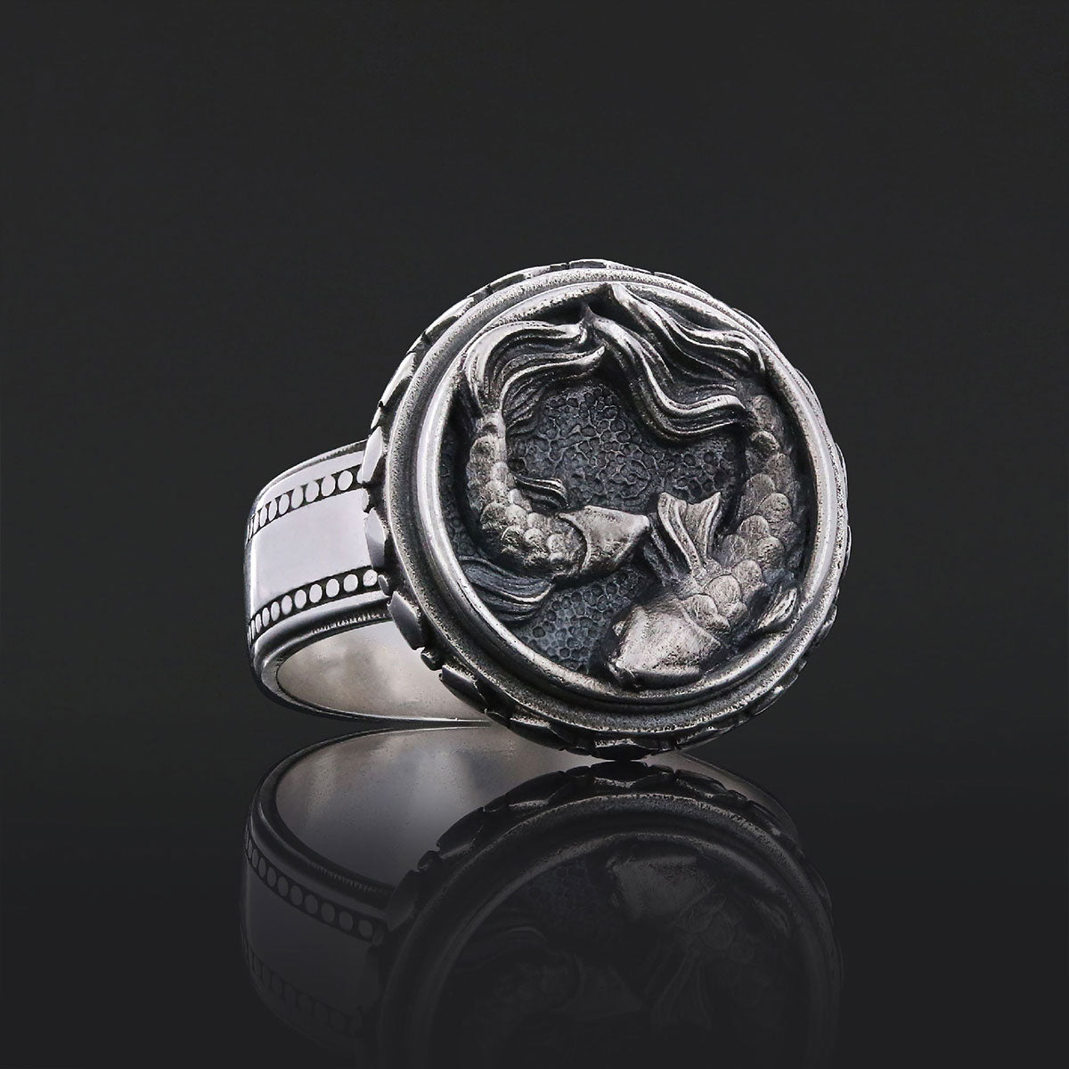 Pisces Zodiac Silver Ring