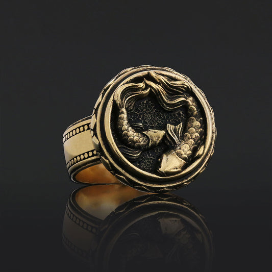 Pisces Zodiac Silver Ring - view 2