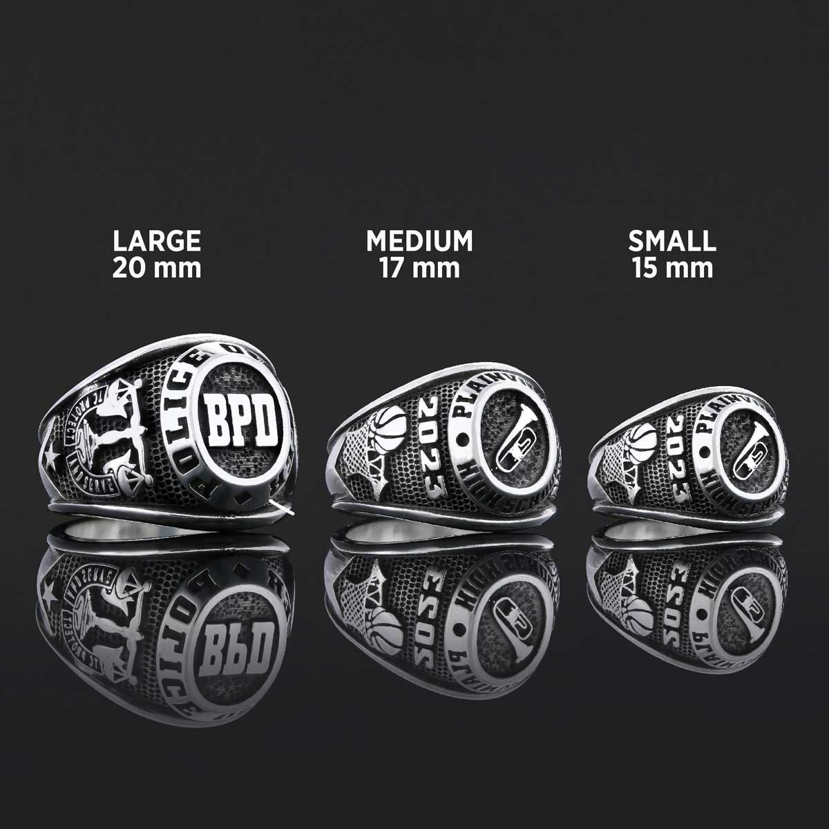 Plainville High School Ring, University Graduation Ring, Class Ring, College Class Ring by SWISS PLUS - Custom College Class