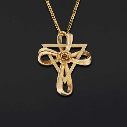 Rosae Crucis Necklace, Handmade Amorc Necklace, Rosicrucian Jewelry, Cross Necklace by SWISS PLUS - Christian Collection - vi