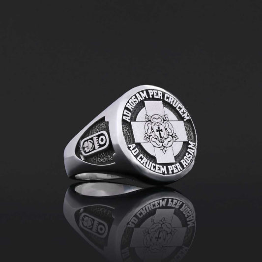 Round Amorc Jewelry, Spiritual Ring of the Rosicrucian Order, Custom Rosae Crucis Ring