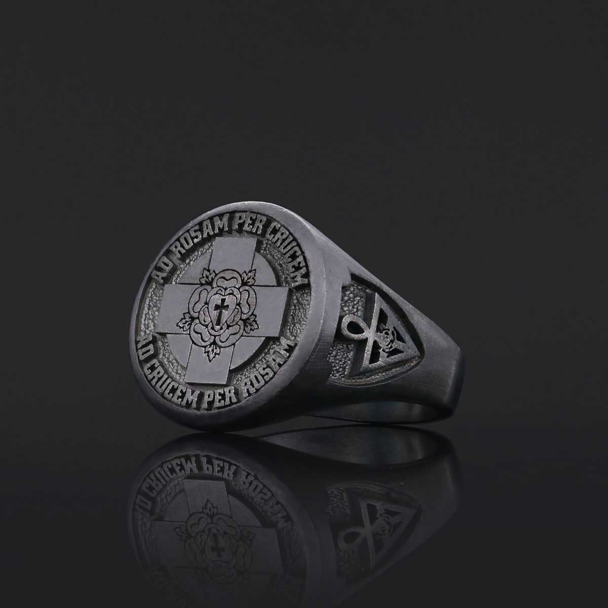 Round Amorc Jewelry, Spiritual Ring of the Rosicrucian Order, Custom Rosae Crucis Ring