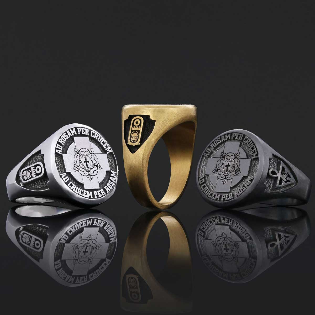 Round Amorc Jewelry, Spiritual Ring of the Rosicrucian Order, Custom Rosae Crucis Ring