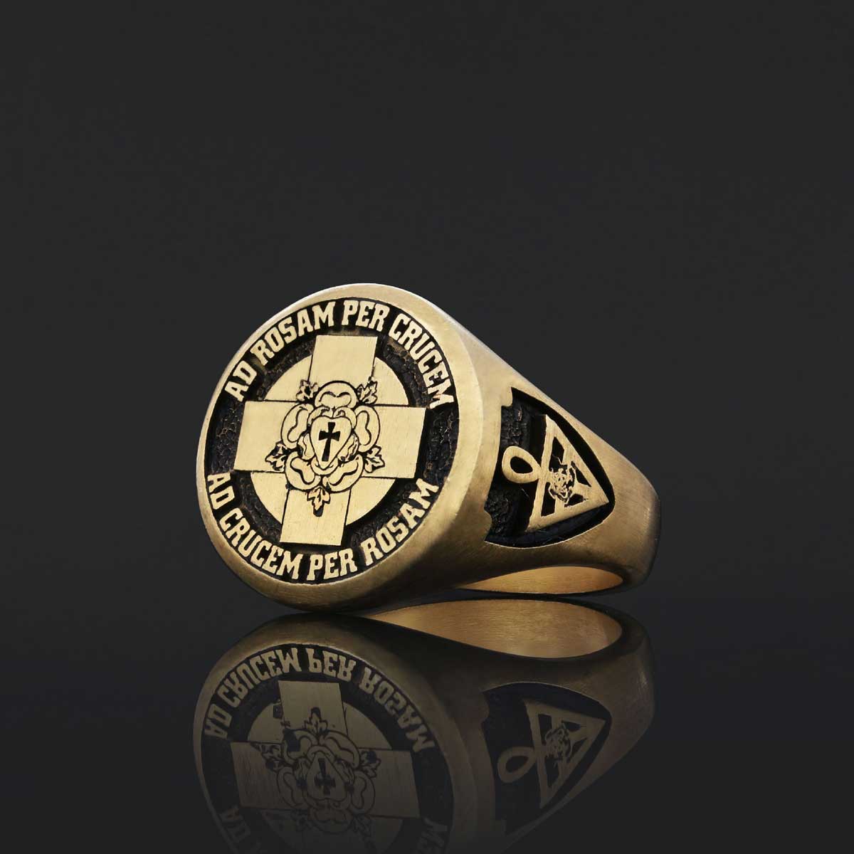 Round Amorc Jewelry, Spiritual Ring of the Rosicrucian Order, Custom Rosae Crucis Ring