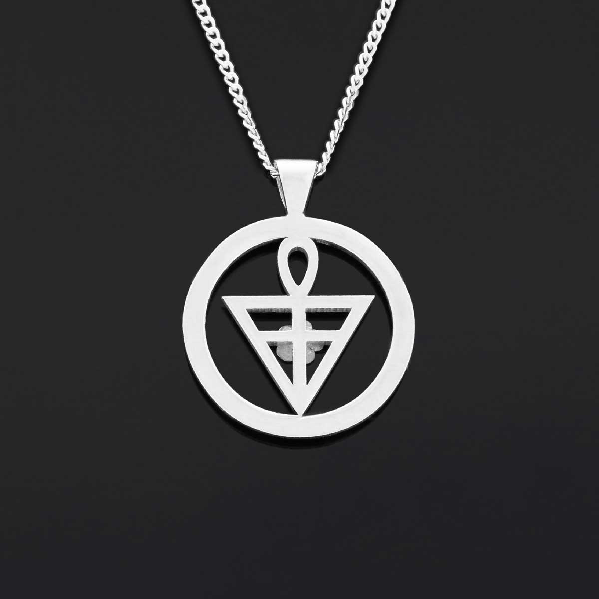 Round Rosae Crucis Symbol Pendant, Antiquus Mysticusque Ordo Rosae Crucis Pendant, Mason Charm Necklace - view 6