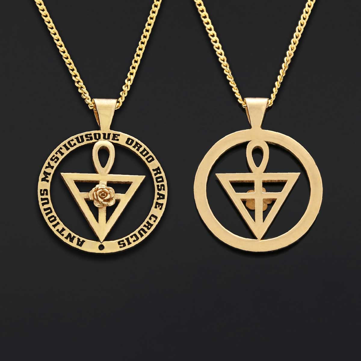 Round Rosae Crucis Symbol Pendant, Antiquus Mysticusque Ordo Rosae Crucis Pendant, Mason Charm Necklace - view 4