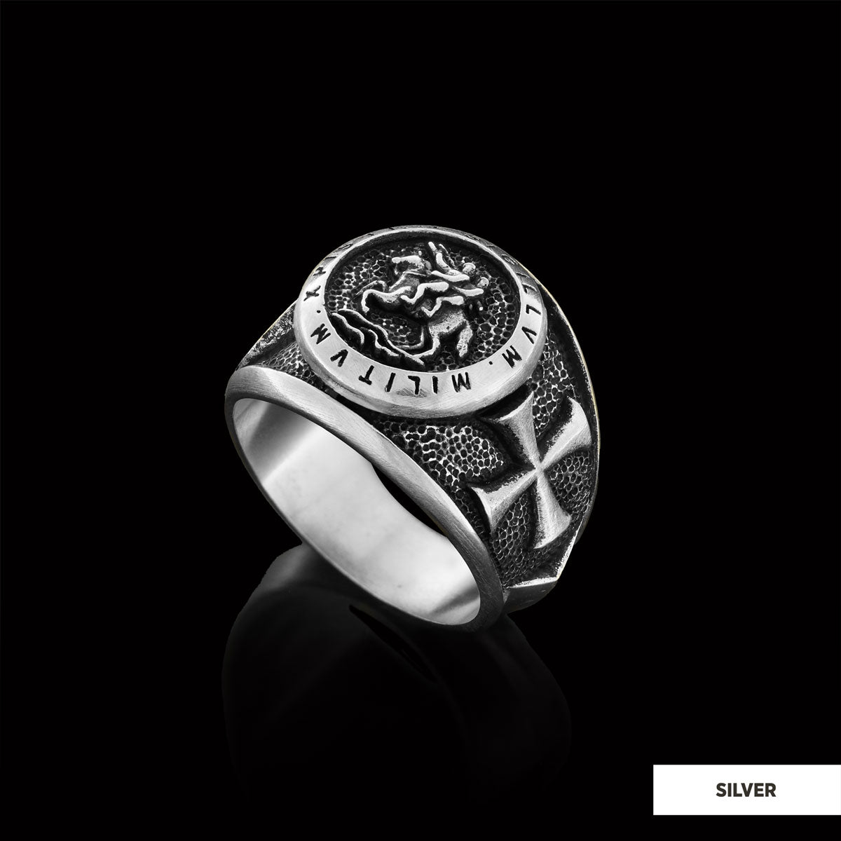 Round Silver Masonic Ring, Celestial Mason Ring, Stylish and Meaningful Jewelry with Masonic Seal Detail - view 3