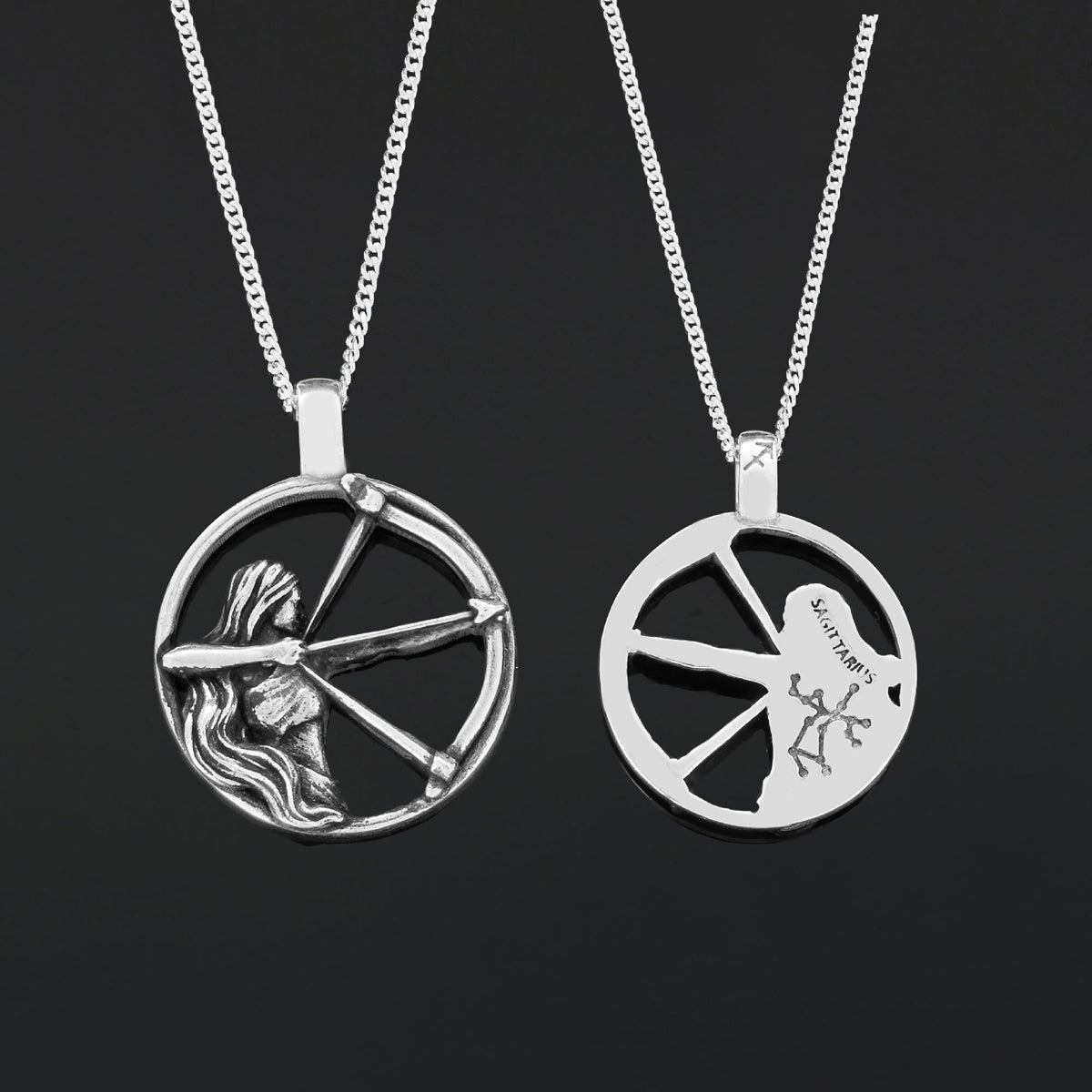 Sagittarius Pendant, Sterling Silver Sagittarius Necklace, Handmade Sagittarius Jewelry, Horoscope Sagittarius Necklace