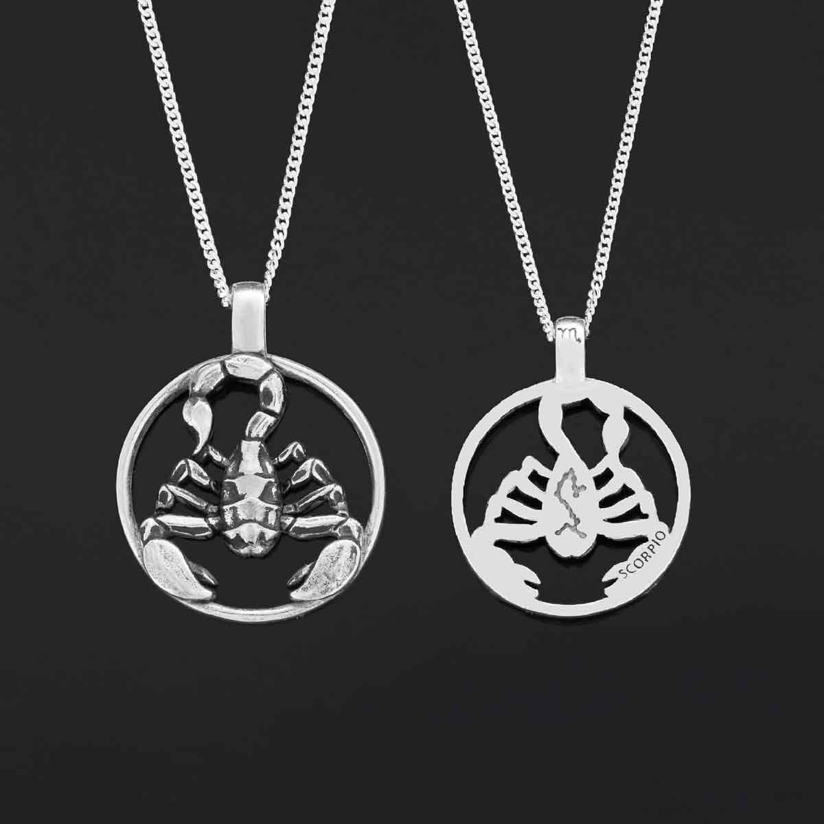 Scorpio Pendant, Sterling Silver Scorpio Necklace, Scorpio Jewelry, Horoscope Scorpio Necklace - view 5