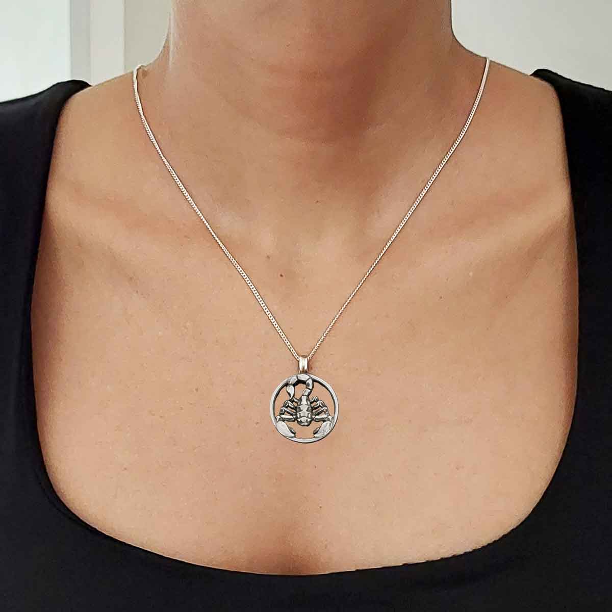 Scorpio Pendant, Sterling Silver Scorpio Necklace, Scorpio Jewelry, Horoscope Scorpio Necklace - view 6