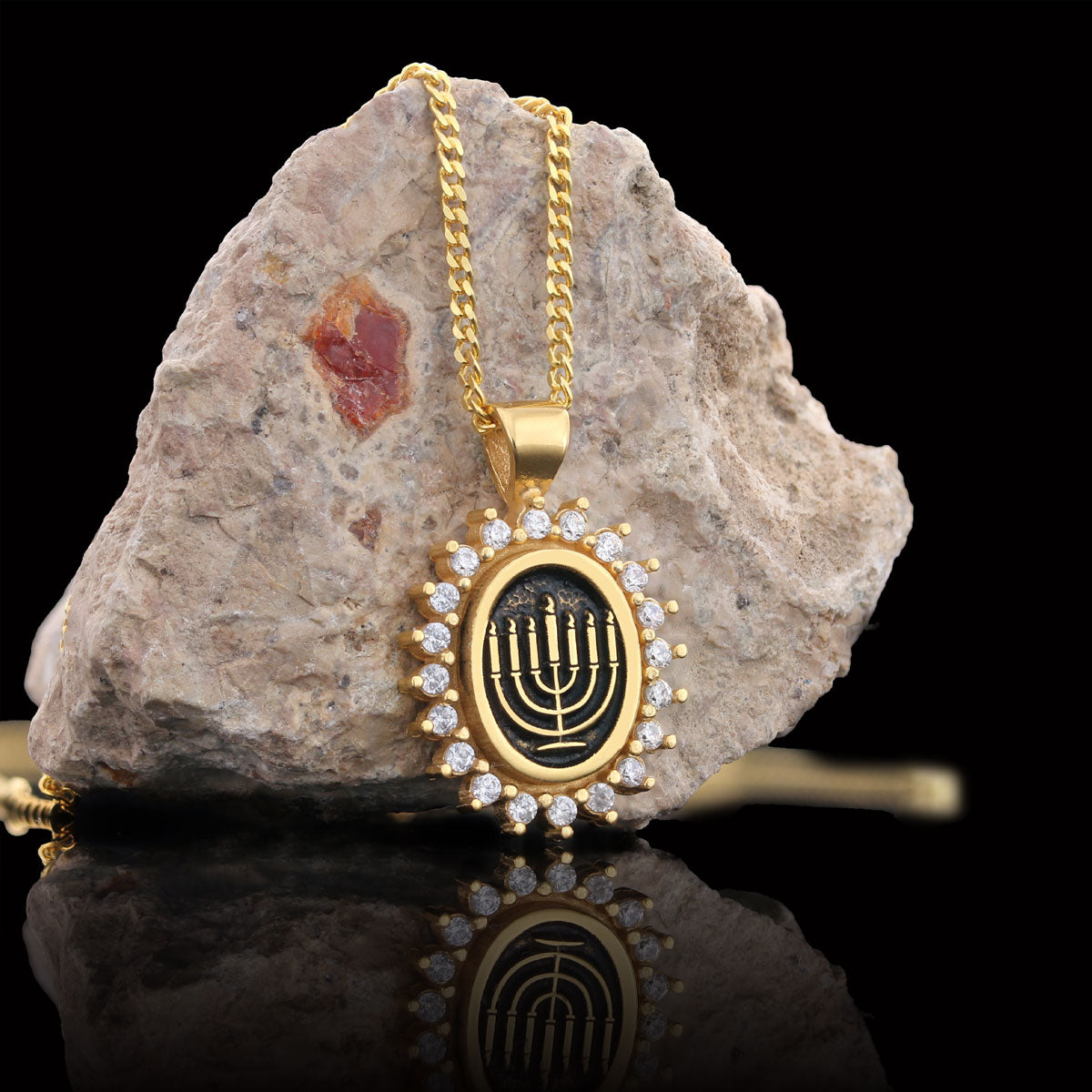 Shabbat Menorah Necklace, Elegant Jewish Faith Jewelry, Symbol of Shabbat and Jewish Heritage Necklace, Menorah Pendant Gold Coating