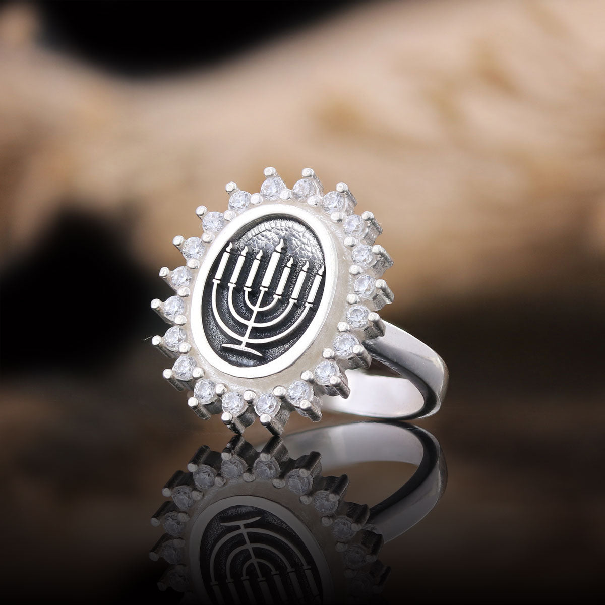 Shabbat Menorah Ring, Elegant Jewish Faith Jewelry, Symbol of Shabbat and Jewish Heritage Ring, Menorah Ring Silver by SWISS