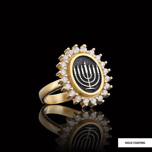 Shabbat Menorah Ring, Elegant Jewish Faith Jewelry, Symbol of Shabbat and Jewish Heritage Ring, Menorah Ring - view 2