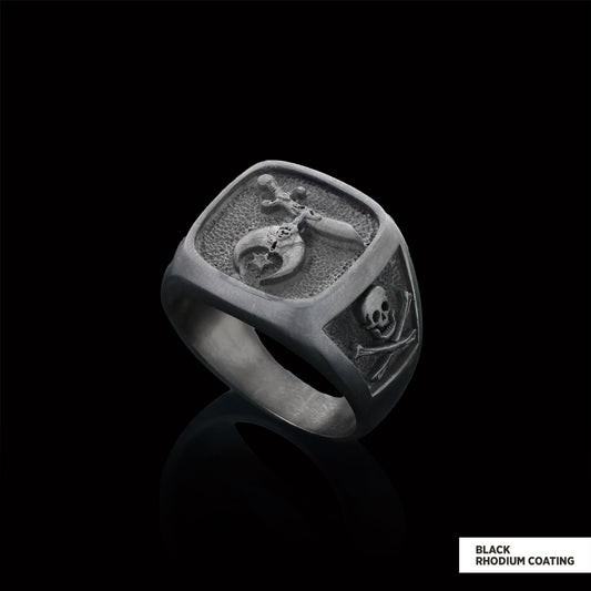 Shriners Masonic Ring, Handcrafted Sterling Silver Mason Ring - view 2