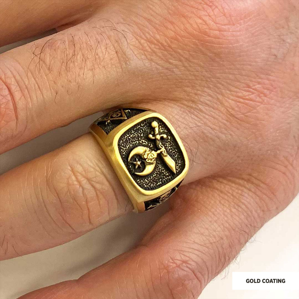 Shriners Masonic Ring, Handcrafted Sterling Silver Mason Ring by SWISS PLUS - Mason Collection - view 7