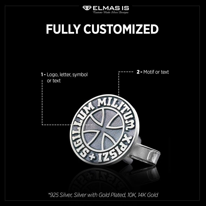 Sigillum Militum Xpiszi Round Silver Masonic Cufflink by SWISS PLUS - Mason Collection - view 5