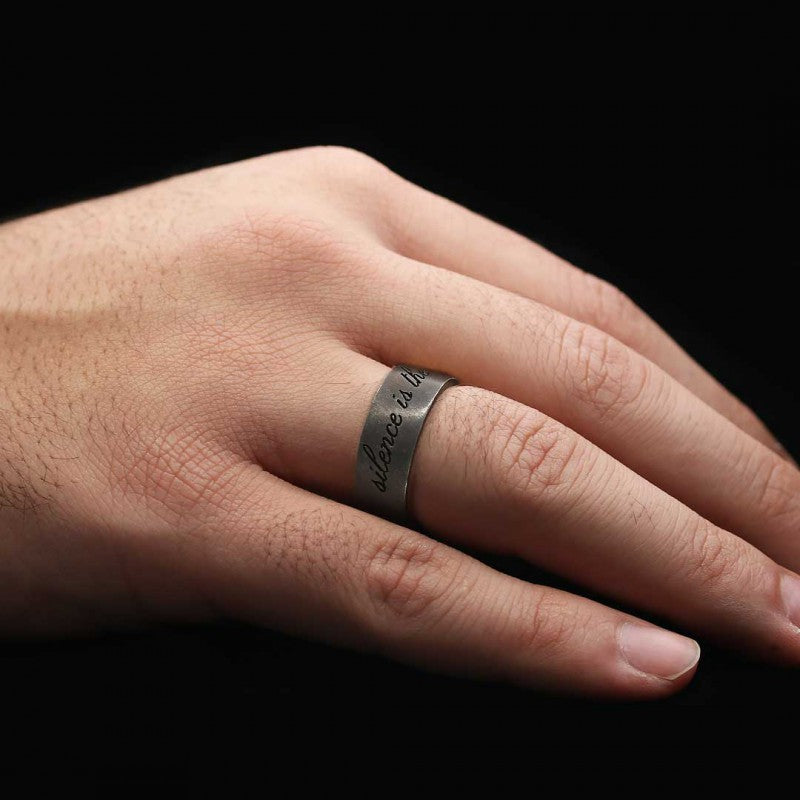 Silence Motto Band Ring