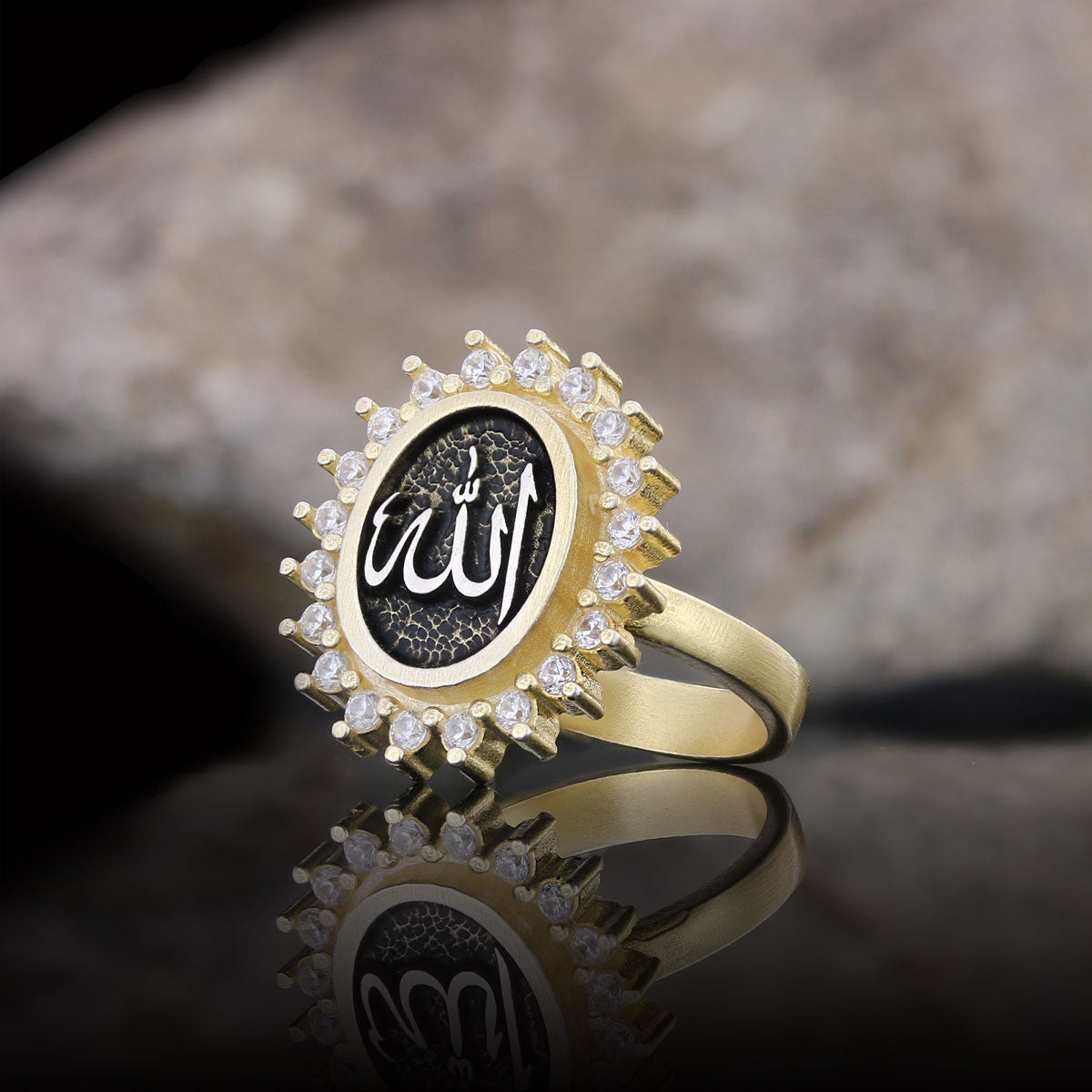 Silver Allah Name Ring, Holy Quran Ring, Gold Plated Allah Ring, Islamic Ring, Gift for Muslim Friend Gold Coating