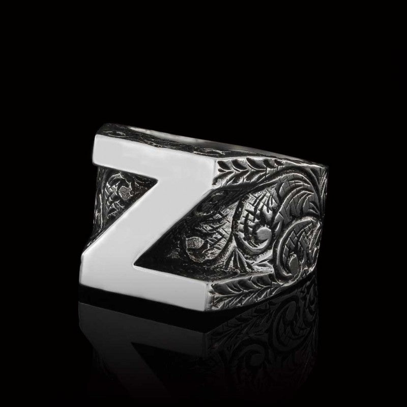 Silver Alphabet Z Ring