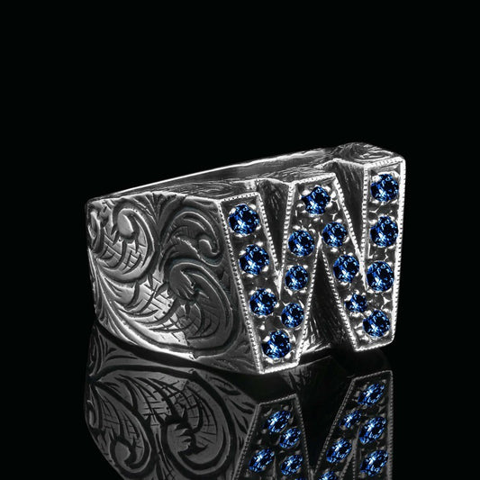 925 Sterling Silver Celtic Design Letter W Ring - view 2