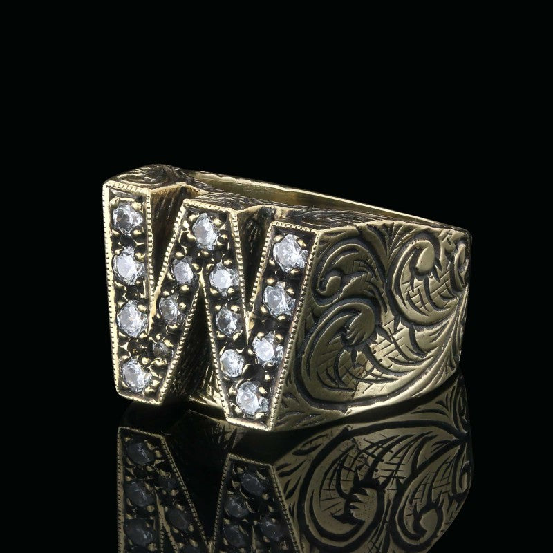 925 Sterling Silver Celtic Design Letter W Ring by SWISS PLUS - Letter Collection - view 7
