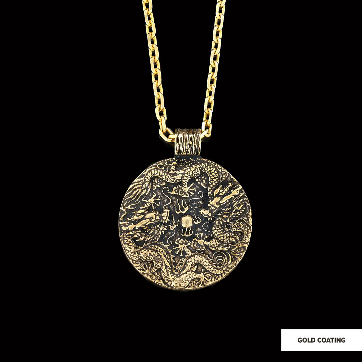 Silver Dragon Pendant Gold Coating-Chain