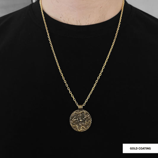 Silver Dragon Pendant Gold Coating-Chain