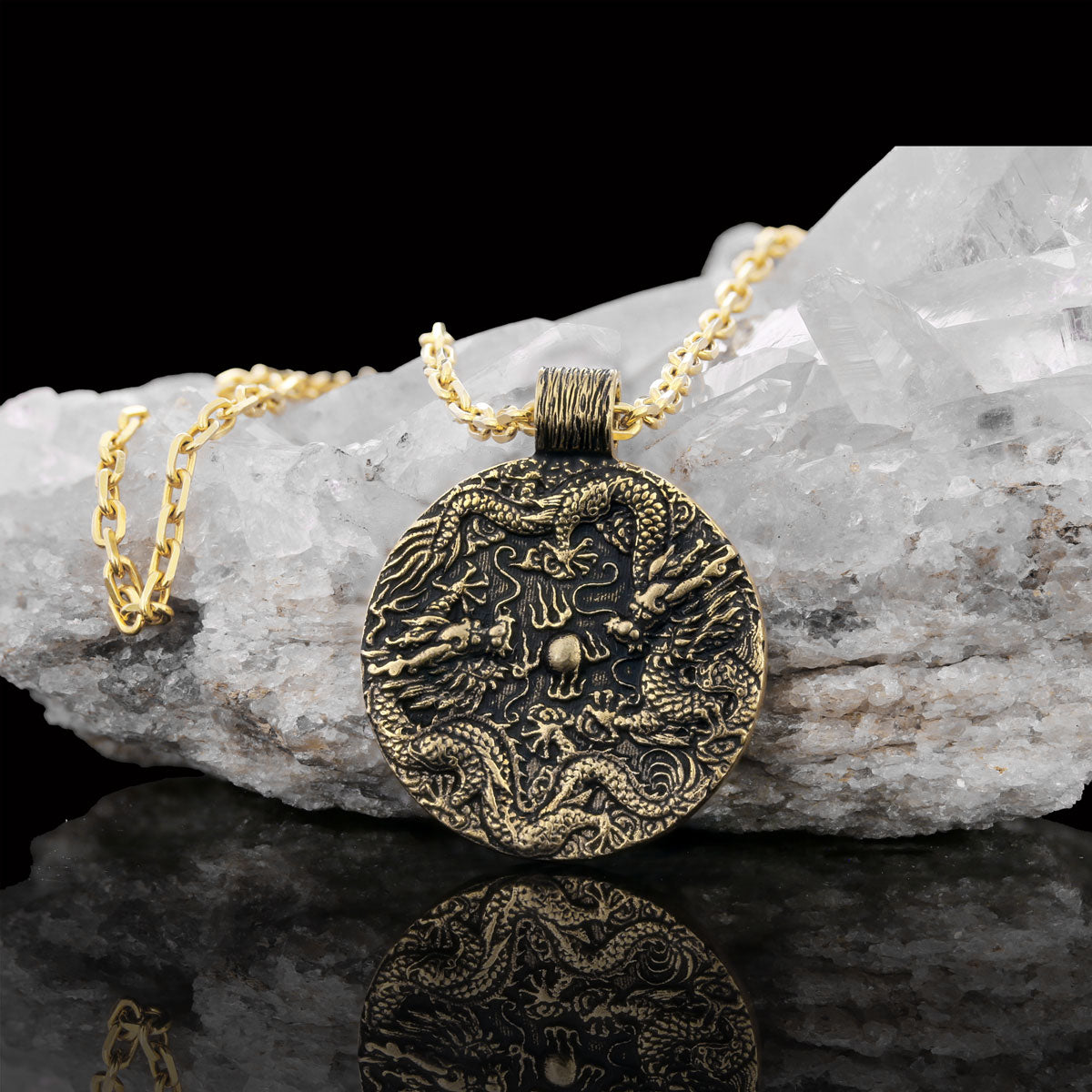 Silver Dragon Pendant Gold Coating-Chain by SWISS PLUS - Jewish Collection - view 4