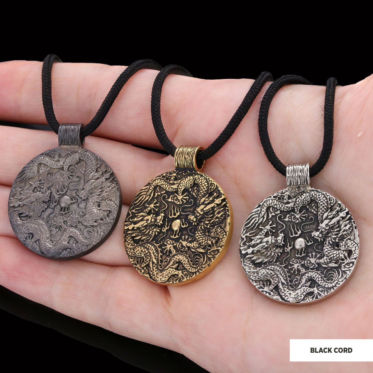 Silver Dragon Pendant Gold Coating-Cord by SWISS PLUS - Unique Pendants & Cool Design Necklaces - view 2