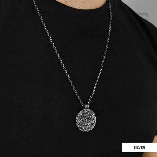 Silver Dragon Pendant Silver-Chain