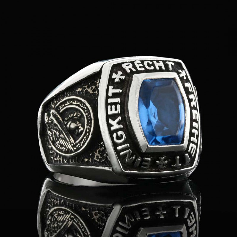 Silver Hand Made Einigkeit Recht Freiheit Germany Ring by SWISS PLUS - Military Rings - view 3