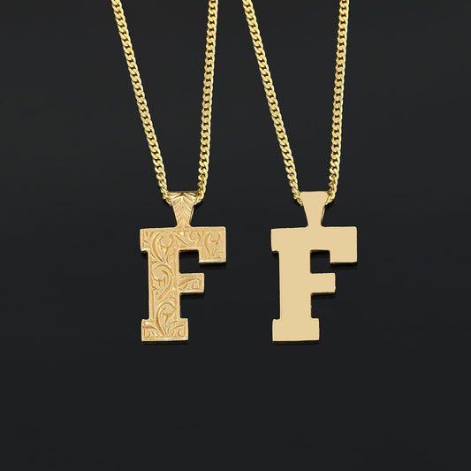 Silver Handmade Special Design Letter Monogram F Necklace - view 2