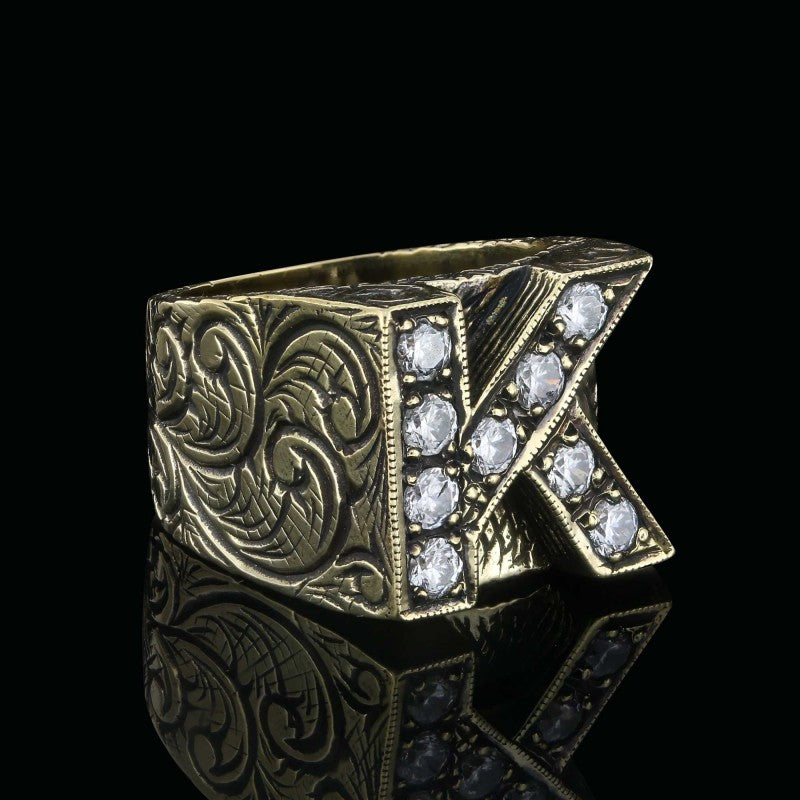 Unique Design 925 Sterling Silver Celtic Letter K Ring by SWISS PLUS - Letter Collection - view 7