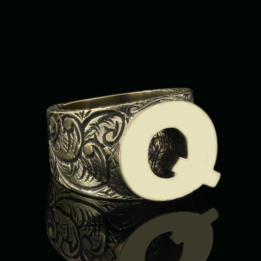 Special Design Celtic Silver Monogram Letter Q Ring - view 2