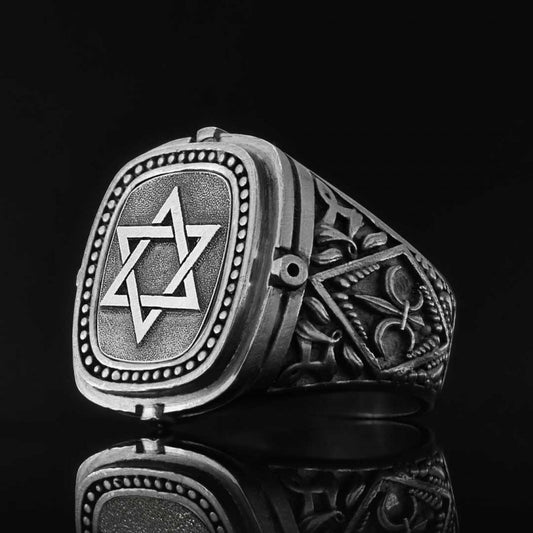 Silver Magen David Jewish Ring by SWISS PLUS - Jewish Collection - view 2
