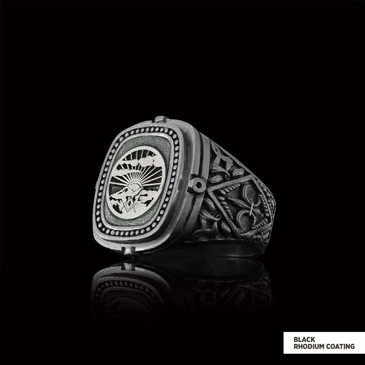 Silver Masonic Ring, Freemasonic Ring, Master Mason Ring, Elegant Masonic Ring - view 4
