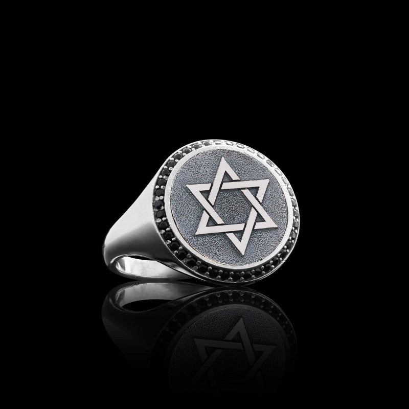 Silver Unique Design Women Magen David Ring