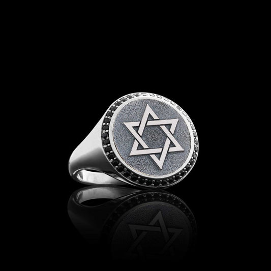 Silver Unique Design Women Magen David Ring - view 2