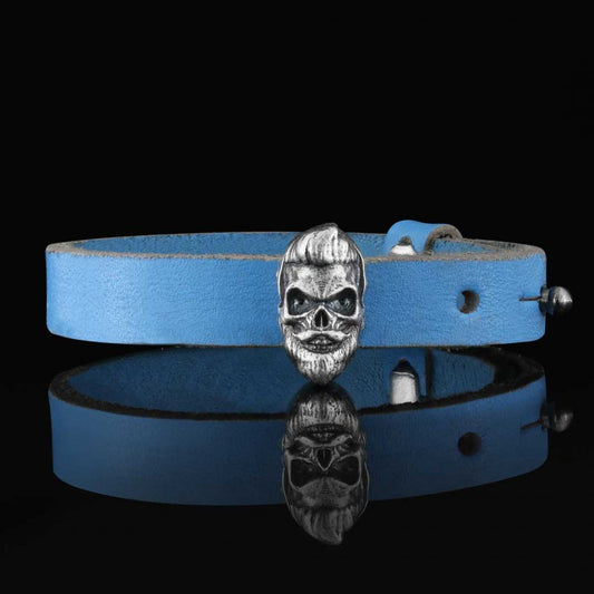 Skull Leather Bracelet by SWISS PLUS - Unique Design Leather Bracelets - view 2