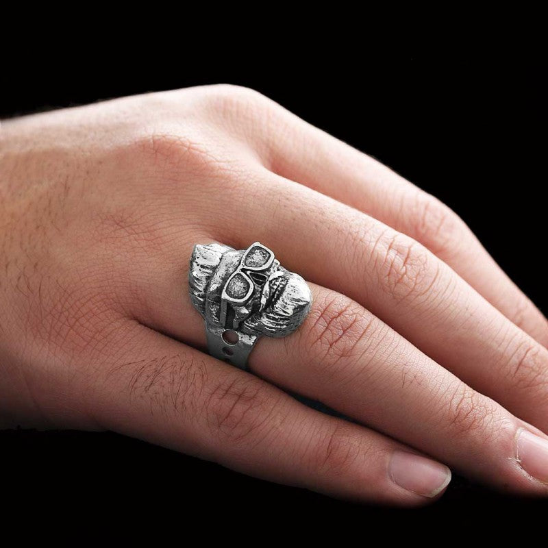 Skull with Glasses Ring by SWISS PLUS - Skull Rings - view 7