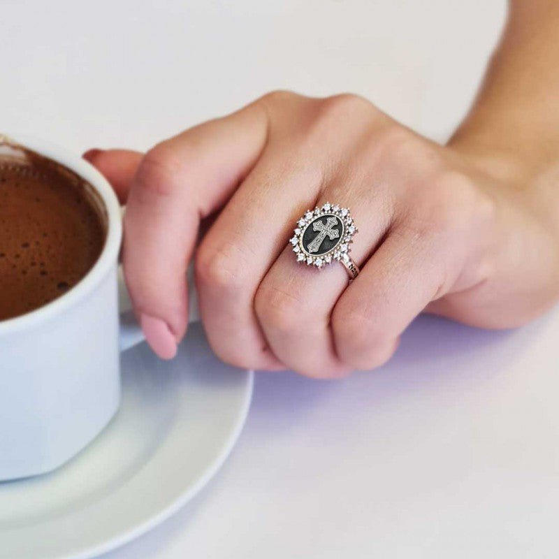 Special Design 925 Sterling Silver Christian Cross Women Ring by SWISS PLUS - Christian Collection - view 7