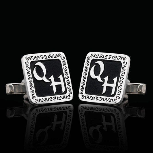 Special Design 925 Sterling Silver O-H Monogram Letter Cufflinks - view 2