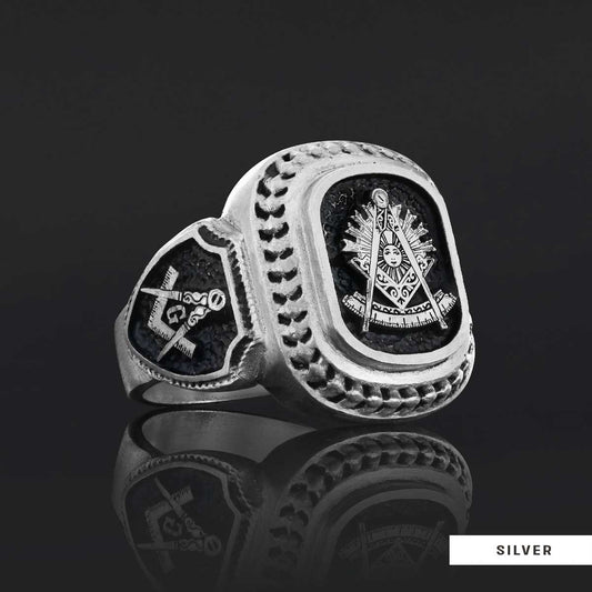 Special Design 925 Sterling Silver Past Master Masonic Ring by SWISS PLUS - Mason Collection - view 2