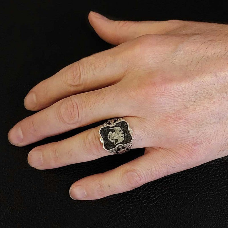 Special Design Handmade Sİlver Masonic Ring by SWISS PLUS - Mason Collection - view 7